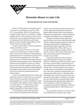 Domestic Abuse in Later Life