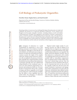 Cell Biology of Prokaryotic Organelles