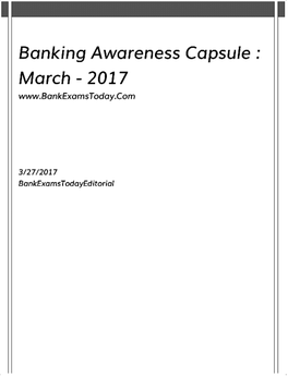 Banking Awareness Capsule : March - 2017