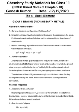 10 the S-Block Elements