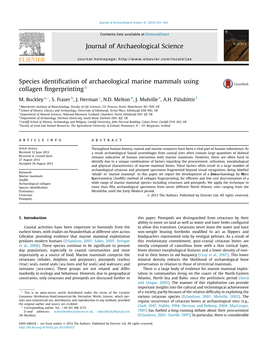 Species Identification of Archaeological Marine Mammals Using Collagen Fingerprinting