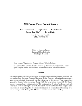 2008 Senior Thesis Project Reports