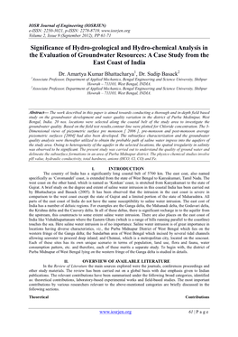 Significance of Hydro-Geological and Hydro-Chemical Analysis in the Evaluation of Groundwater Resources: a Case Study from the East Coast of India