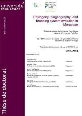 Phylogeny, Biogeography, and Breeding System Evolution in Moraceae