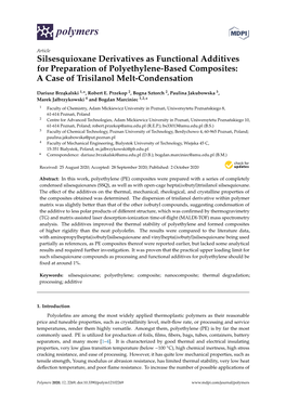 Silsesquioxane Derivatives As Functional Additives for Preparation of Polyethylene-Based Composites: a Case of Trisilanol Melt-Condensation