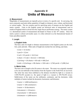 Appendix G Units of Measure