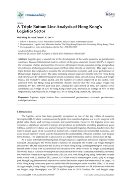 A Triple Bottom Line Analysis of Hong Kong's Logistics Sector