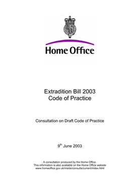 Extradition Bill 2003 Code of Practice