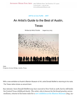 Artist Donald Moffett's Guide to the Best of Austin, Texas