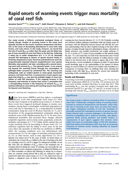 Rapid Onsets of Warming Events Trigger Mass Mortality of Coral Reef Fish