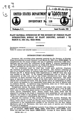 110, Recording Plant Material Received by the Division of Foreign Plant Introduction Between January 1 and March 31, 1932 (Nos