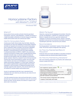 Homocysteine Factors with Metafolin® L-5-MTHF Introduced 1997