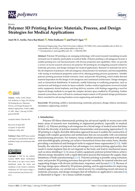 Polymer 3D Printing Review: Materials, Process, and Design Strategies for Medical Applications