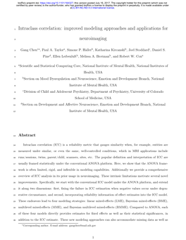 Intraclass Correlation: Improved Modeling Approaches and Applications For