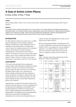 A Case of Actinic Lichen Planus K Choi, H Kim, H Kim, Y Park