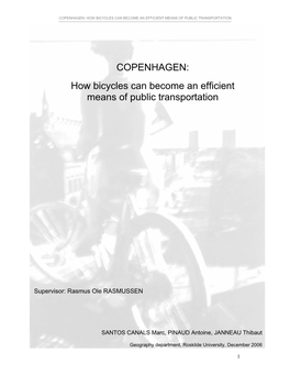 Copenhagen: How Bicycles Can Become an Efficient Means of Public Transportation