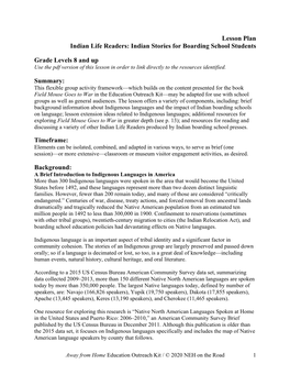 Lesson Plan Indian Life Readers: Indian Stories for Boarding School Students