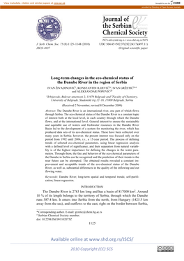 Long-Term Changes in the Eco-Chemical Status of the Danube