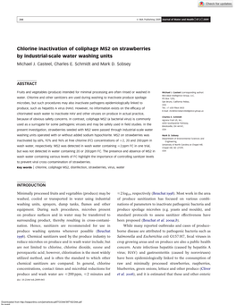 Chlorine Inactivation of Coliphage MS2 on Strawberries by Industrial-Scale Water Washing Units Michael J