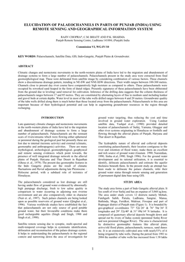 1 Elucidation of Palaeochannels in Parts Of