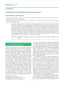 Classification and Systematics of the Fagopyrum Species