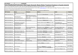 List of Authorised Contractors That Empty Domestic Waste