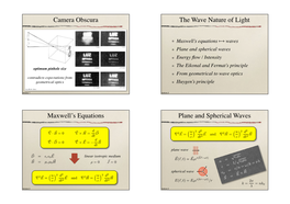 Optics Lecture Transparencies