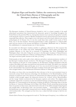 Elephant Pipes and Israelite Tablets: the Controversy Between the United States Bureau of Ethnography and the Davenport Academy of Natural Sciences