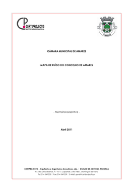 Câmara Municipal De Amares Mapa De Ruído Do Concelho De Amares - Mapas De Ruído