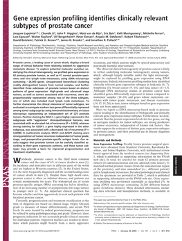 Gene Expression Profiling Identifies Clinically Relevant Subtypes of Prostate Cancer