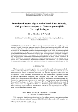 Introduced Brown Algae in the North East Atlantic, with Particular Respect to Undaria Pinnatifida (Harvey) Suringar