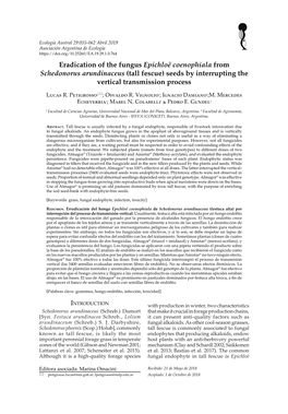 Eradication of the Fungus Epichloë Coenophiala from Schedonorus Arundinaceus (Tall Fescue) Seeds by Interrupting the Vertical Transmission Process