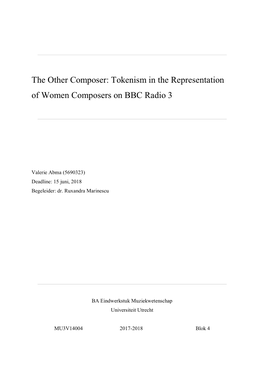 Tokenism in the Representation of Women Composers on BBC Radio 3