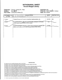 WITHDRAWAL SHEET Ronald Reagan Library