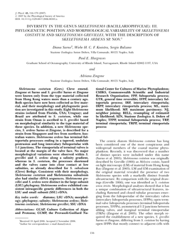 Diversity in the Genus Skeletonema (Bacillariophyceae): Iii