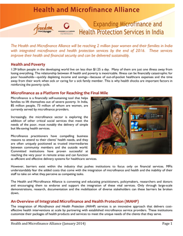 Health and Microfinance Alliance in India