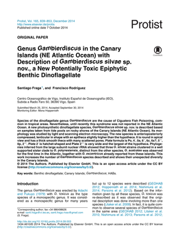 With Description of Gambierdiscus Silvae Sp. Nov., a New