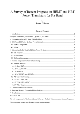 A Survey of Recent Progress on HEMT and HBT Power Transistors for Ka Band