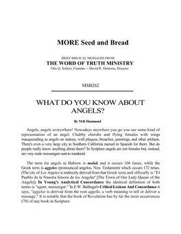 WHAT DO YOU KNOW ABOUT ANGELS? MORE Seed and Bread