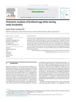 Proteomic Analysis of Fertilized Egg White During Early Incubation