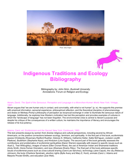 Indigenous Traditions and Ecology Bibliography