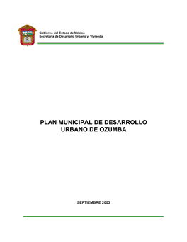 Plan Municipal De Desarrollo Urbano De Ozumba