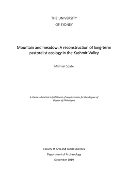A Reconstruction of Long-Term Pastoralist Ecology in the Kashmir Valley