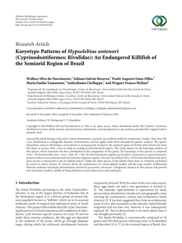 Karyotype Patterns of Hypsolebias Antenori (Cyprinodontiformes: Rivulidae): an Endangered Killifish of the Semiarid Region of Brazil