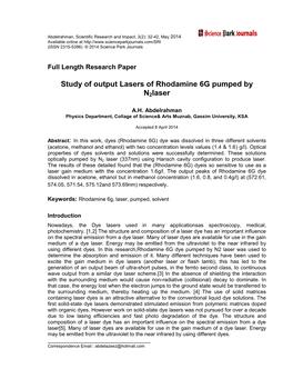 Study of Output Lasers of Rhodamine 6G Pumped by N2laser