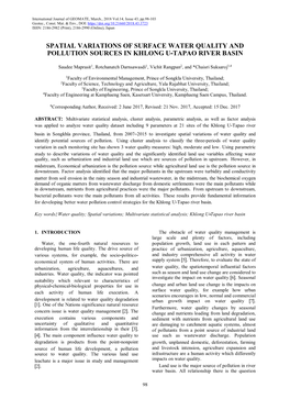 Spatial Variations of Surface Water Quality and Pollution Sources in Khlong U-Tapao River Basin