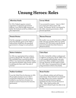 Unsung Heroes Handout