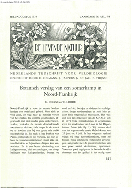 Dirkse, G. & W. Loode (1973) Botanisch Verslag Van Een Zomerkamp in Noord-Frankrijk. DLN 76: 145-154