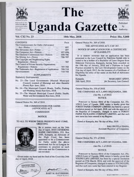 THE UGANDA GAZETTE [ 1 8T H M a Y