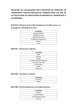 Relación De Localidades Por Concesión De Servicios De